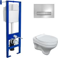 Комплект унитаза с инсталляцией Berges Atom 042443 с сиденьем Микролифт и клавишей смыва Хром глянцевый — фото 1, Комплекты унитаз + инсталляция