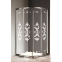 Душевой уголок Cezares Giubileo R2 100x100 GIUBILEO-R-2-100-SCORREVOLE-CP-St профиль Сатин стекло прозрачное с рисунком — фото 1, Душевые уголки четверть круга