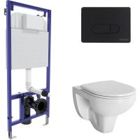 Комплект унитаза с инсталляцией Berges Novum 042418 с сиденьем Микролифт и Черной клавишей смыва — фото 1, Комплекты унитаз + инсталляция