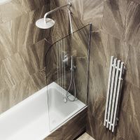 Товар: Шторка на ванну Maybah Glass MGV-126-5у 440x1400 в узком профиле Хром матовый стекло прозрачное - фото 4 Шторка на ванну Maybah Glass MGV-126-5у 440x1400 в узком профиле Хром матовый стекло прозрачное — фото 4, Неподвижные шторки для ванной