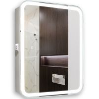 Зеркальный шкаф Silver Mirrors Фиджи Flip 60 LED-00002472 с подсветкой Белый — фото 1, Зеркальные шкафы в ванную