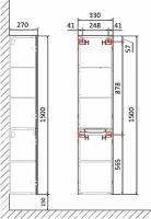 Шкаф пенал Jorno Wood 33 Wood.04.150/P/GR подвесной Серый — фото 14, Пеналы для ванной комнаты
