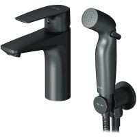 Смеситель для раковины AM.PM Gem с гигиеническим душем Черный матовый арт-F90A03022 — фото 13, Смесители для раковины