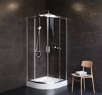 Комплект душевого уголка AM.PM Gem UK91SA с поддоном с мебелью с унитазом с комплектом смесителей с душевым гарнитуром и аксессуарами — фото 6, Душевые уголки