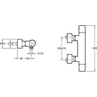 Смеситель для душа Jacob Delafon Avid E97384-CP с термостатом Хром — фото 3, Смеситель для душа