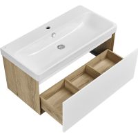 Тумба под раковину Aquaton Либерти 90 1A279901LYC70 подвесная Дуб эльвезия Белая — фото 8, Тумбы под раковину