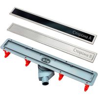 Душевой лоток Pestan Confluo Premium Line 950 Black Glass 13000351 с двухсторонней решеткой Хром матовый Черный глянецевый — фото 1, Душевые лотки