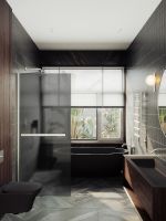 Душевая перегородка Maybah Glass MGD-724-5ш 690x1950 в широком профиле Хром матовый стекло графитовое матовое — фото 3, Душевые перегородки