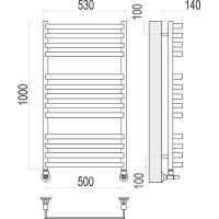Водяной полотенцесушитель Terminus Рид П13 500х1000 4670078513441 Хром, нижнее подключение, G 1/2" ВР, с комплектом вентилей — фото 4, Водяные полотенцесушители