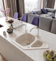 Кухонная мойка Domaci Бьелла DMC-10K GWS-10K-328 Бежевая — фото 3, Кухонные мойки