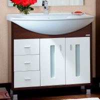 Тумба под раковину Бриклаер Бали 85 4627125411175 Венге Белая глянцевая — фото 1, Тумбы под раковину