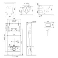 Комплект унитаза с инсталляцией AM.PM MasterFit с сиденьем Микролифт и Черной матовой клавишей смыва арт-IS100238.DX35C1700 — фото 11, Комплекты унитаз + инсталляция