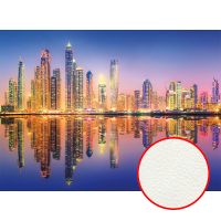 Фреска Ortograf Небоскребы 30822 Фактура флок FLK Флизелин (3,7*2,7) Синий/Оранжевый, Город — фото 1, Фрески