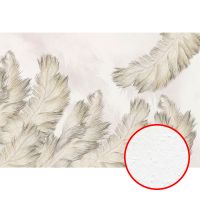 Фреска Ortograf Levity 33366 Фактура бархат FX Флизелин (4*2,7) Бежевый, Перья — фото 1, Фрески