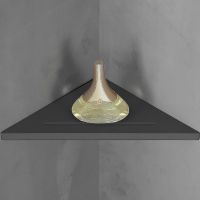 Полка из искусственного камня Abber Stein AS1652LMB угловая Черная матовая — фото 1, Полки для ванной и душа