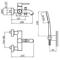 Смеситель для ванны Webert Elio EL850101560 Черный матовый — фото 2, Смесители