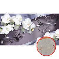 Фреска Ortograf 3D 5491 Фактура бархат золото FX-G Флизелин (5*2,7) Серый/Белый, Цветы — фото 1, Фрески