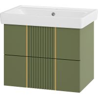 Тумба с раковиной Brevita Vega 70 УТ000022675 подвесная Зеленая матовая Золото — фото 1, Мебель для ванной