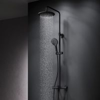 Душевая система AM.PM Like F0780522 с термостатом Черная матовая — фото 9, Душевые стойки