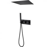 Душевая система Abber Daheim AF8255B с термостатом Черная матовая — фото 1, Встраиваемые душевые комплекты