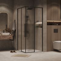 Душевой уголок Grossman Galaxy 80х80 300.K33.01.8080.21.02 профиль Черный матовый стекло шиншилла — фото 7, Душевые уголки