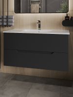 Тумба с раковиной Orange Li-100Tub+Ra подвесная Черная матовая — фото 2, Тумбы с раковиной