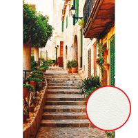 Фреска Ortograf Городской пейзаж 5378 Фактура флок FLK Флизелин (1,8*2,7) Бежевый/Оранжевый/Зеленый, Город/Листья — фото 1, Фрески