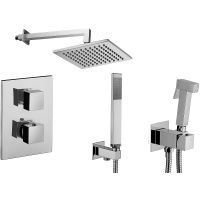 Душевая система Paffoni Elle KITZLEQ518CR/M с термостатом Хром — фото 1, Встраиваемые душевые комплекты