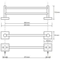 Полотенцедержатель Bemeta Beta 132104052 двойной Хром — фото 2, Полотенцедержатели