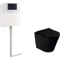 Комплект унитаза SantiLine SL-5020MB со смывным бачком SL-05 с Черной матовой клавишей смыва — фото 1, Приставные унитазы
