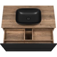 Тумба под раковину Brevita Dakota 100 DAK-07100-19/02-2Я Черный кварц Дуб Галифакс олово — фото 5, Мебель для ванной