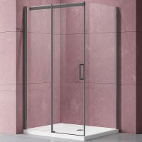 Душевой уголок Vincea Dice 120x90 VSR-4D9012CLGM профиль Вороненая сталь стекло прозрачное — фото 1, Прямоугольные душевые уголки