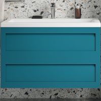 Тумба под раковину Art&Max AM-Platino-900-2C-SO-TM подвесная Бирюзовая матовая — фото 1, Мебель для ванной