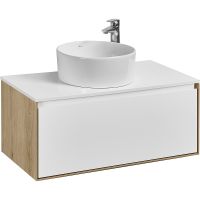 Тумба под раковину Aquaton Либерти 90 1A279901LYC70 подвесная Дуб эльвезия Белая — фото 1, Тумбы под раковину