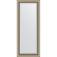 Зеркало Evoform Exclusive 143х58 BY 1162 с фацетом в багетной раме - Состаренное серебро с плетением 70 мм — фото 1, Мебель для ванной