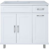 Тумба с раковиной Misty Купер 90 УТ000011591 с бельевой корзиной Белая — фото 1, Тумбы с раковиной