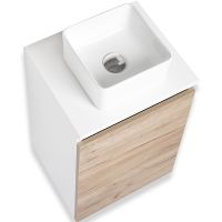 Тумба под раковину Runo Бари 40 00-00001372 подвесная Крафт дуб Белая — фото 5, Тумбы под раковину