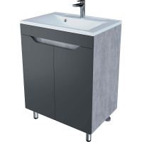 Тумба под раковину Stella Polar Абигель 65 SP-00001079 Серая Цемент — фото 1, Мебель для ванной