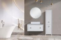 Комплект мебели для ванной ASB-Woodline Рома 100С подвесной Белый — фото 12, Мебель для ванной