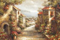 Фреска Ortograf Городской пейзаж живопись 4461 Фактура бархат FX Флизелин (4*2,7) Бежевый/Оранжевый, Город/Пейзаж/Живопись арт-4461 (бархат FX) — фото 2, Фрески