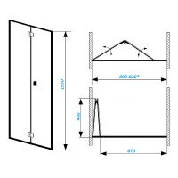 Душевая дверь Ceruttispa Bella 80 D81B профиль Черный стекло прозрачное — фото 17, Складные душевые двери