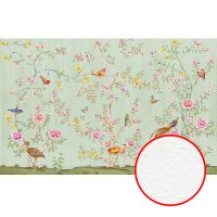 Фреска Ortograf Flora 31270 Фактура бархат FX Флизелин (4,3*2,7) Зеленый/Разноцветный, Птицы/Цветы — фото 1, Фрески