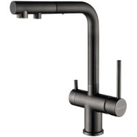 Смеситель для кухни Paulmark Serpentine Se213222-GM Вороненая сталь — фото 1, Смесители для кухни
