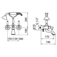 Товар: Смеситель для ванны Webert Dorian DO720201065 Бронза - фото 2 Смеситель для ванны Webert Dorian DO720201065 Бронза — фото 2, Смесители