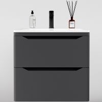 Тумба под раковину Style Line Марелла 70 Люкс Plus СС-00002409 подвесная Серый матовый антискрейтч — фото 1, Тумбы под раковину