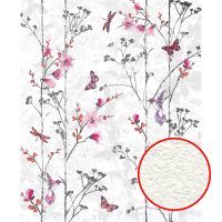 Фреска Ortograf Flora 31120 Фактура бархат FX Флизелин (2,2*2,7) Белый/Розовый, Цветы/Бабочки — фото 1, Фрески