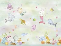 Фреска детская Ortograf Little Friends 34390 Фактура бархат FX Флизелин (4*3) Зеленый/Разноцветный, Рыбы/Мультимедия — фото 2, Фрески