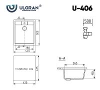 Кухонная мойка Ulgran Classic U-406-341 Ультра-белая — фото 4, Кухонные мойки