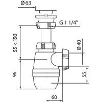 Сифон для раковины Wirquin Минор 30718048 Нержавеющая сталь — фото 2, Сифоны для раковины