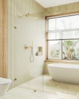 Душевая перегородка Maybah Glass MGD-268-3 790x1950 коннектор стена-стекло Золото стекло сатиновое — фото 2, Душевые перегородки